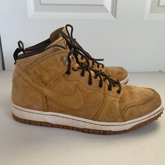 Nike Dunk Hi CMFT WB Wheat Yellow Brown Suede Upper Gum Size 12 Sneakers Shoes - Picture 3 of 14